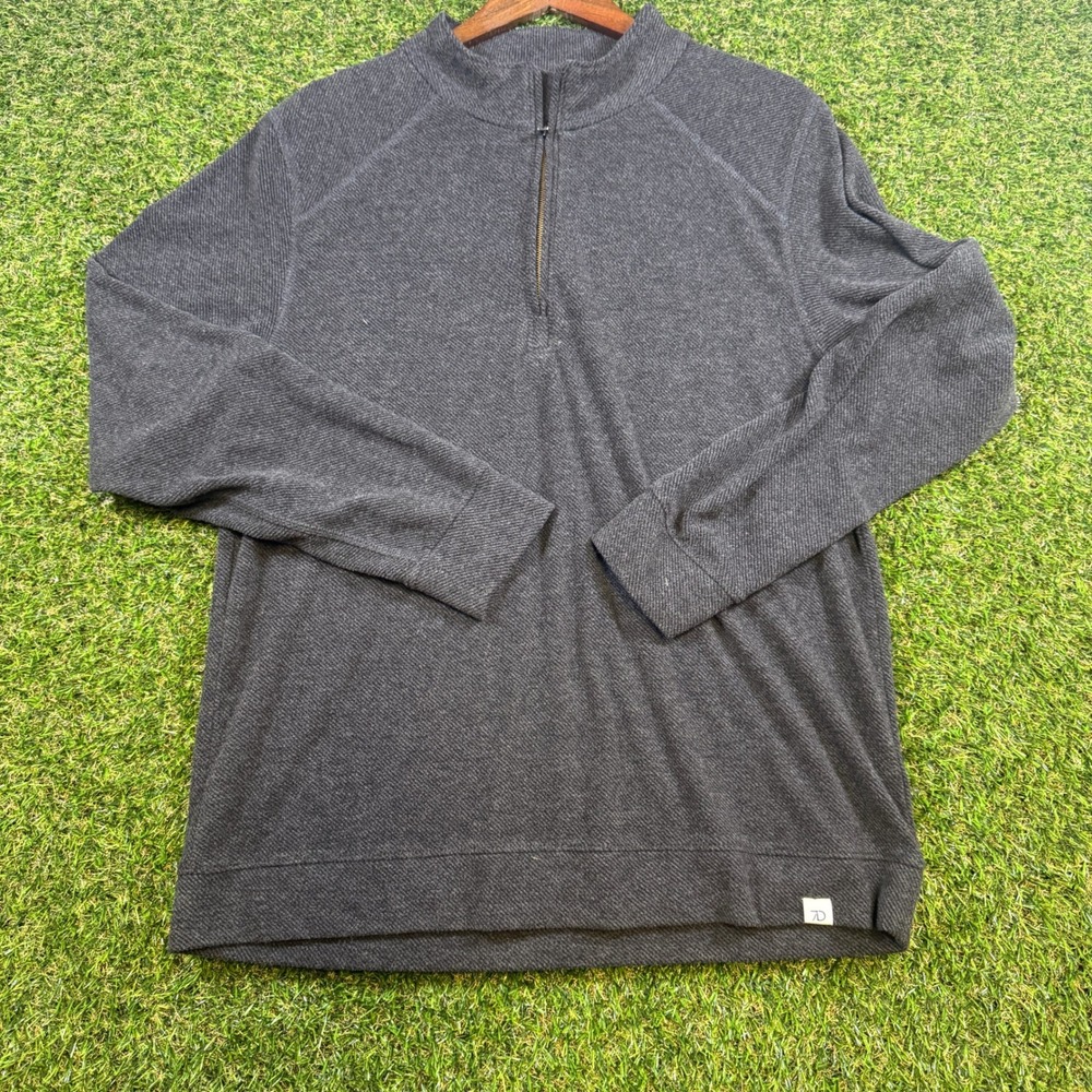 7 Diamonds Mens Quarter Zip Pullover Charcoal Grey Textured Sweater Large